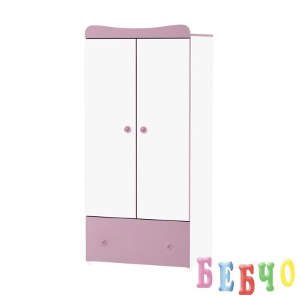 Двукрилен гардероб EXCLUSIVE Бяло/Розово