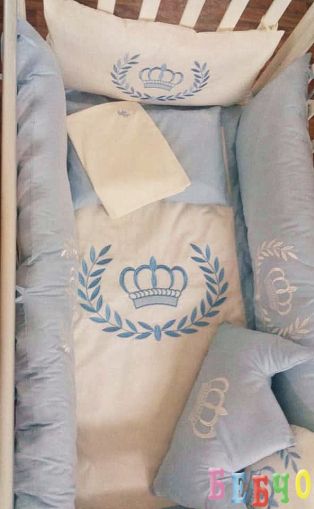 Бебешки спален комплект с бродерии от 10 части КОРОНА
