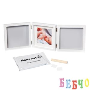 BABY ART Бяла рамка за отпечатък за ръчичка и краче + снимка My Baby Style Grey 