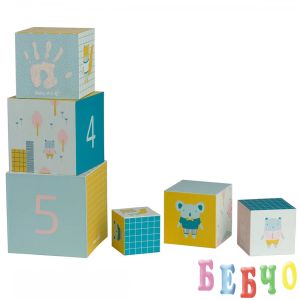 BABY ART Активни кубчета за кула с отпечатъци с боички 