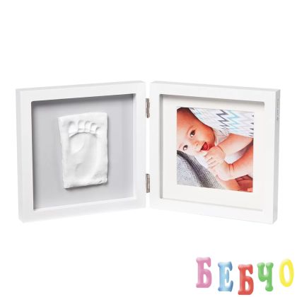 BABY ART Бяла рамка за отпечатък и снимка (сиво паспарту) My Baby Style 