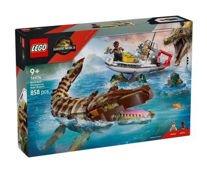 LEGO® Jurassic World Мисия с лодка и мозазавър от тухлички 76974 
