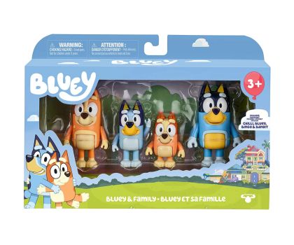 BLUEY Комплект 4 фигурки Блуи и семейство