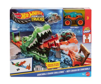 Hot Wheels Monster Trucks Игрален комплект писта с крокодилска каскада