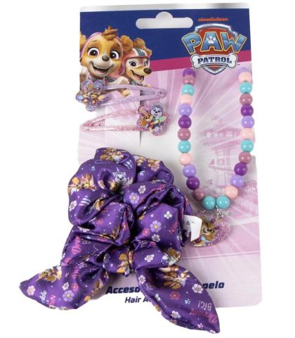 Paw Patrol Скрънчи ластик с 2 фиби и колие