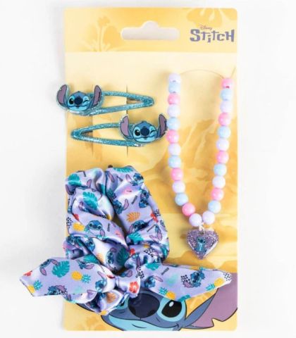 Disney Stitch Скрънчи ластик с 2 фиби и колие 