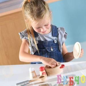 Hape Дървен детски сервиз - Сготви и сервирай