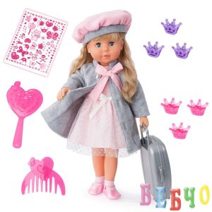 BAYER Пееща и говореща кукла със сиво палто МАРИЯ 94635BH
