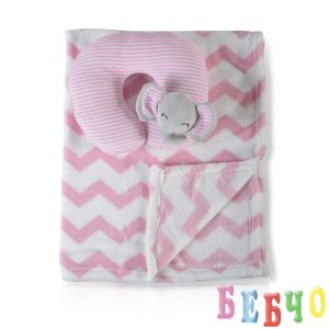Бебешко одеяло 90/75 cm с възглавница Sammy розов