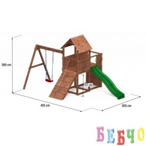 Fungoo CAROL 3 детска площадка с пързалка и люлка