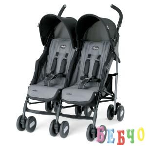Chicco Детска количка за близнаци Echo coal