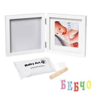 BABY ART Бяла рамка за отпечатък и снимка (сиво паспарту) My Baby Style 