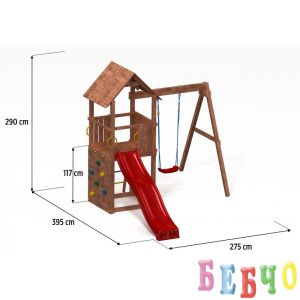 Fungoo CAROL 2 детска площадка с пързалка и люлка