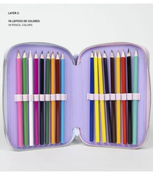 Disney Stitch Ученически Несесер с 3 Ципа и Съдържание